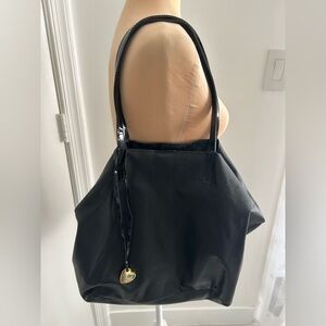 Elegant Black Tote with Heart Accent